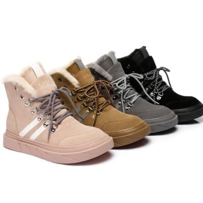 Urban Ugg Women Sheepskin Wool Lace Up Fashion Sneaker Boots Vicki