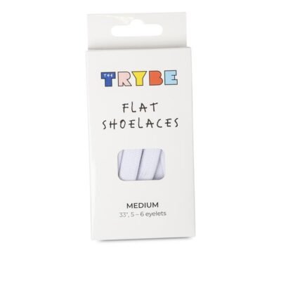 Trybe Laces Flat Lace Kids White Unisex Size L