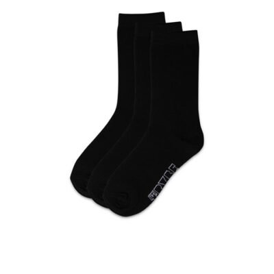 Trybe Socks Crew Sock 3 Pack Kids Black Unisex Size 9-12