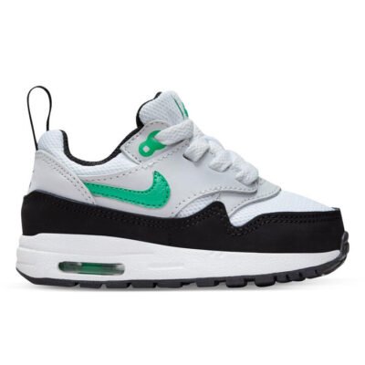 Nike Air Max 1 Easyon Kids White/Stadium Green-Pure Platinum-Black Unisex Size 6 TheSneakerLounge Kids Nike Air Max 1 Easyon Kids White/Stadium Green-Pure Platinum-Black Unisex Size 6