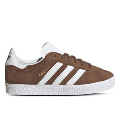 Adidas Originals Gazelle Kids Preloved Brown/Ftwr White/Gold Met. Unisex Size 12