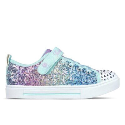 Skechers Twinkle Sparks – Sequin Flash Kids Light Blue/Multi Unisex Size 1 TheSneakerLounge Kids Skechers Twinkle Sparks - Sequin Flash Kids Light Blue/Multi Unisex Size 1