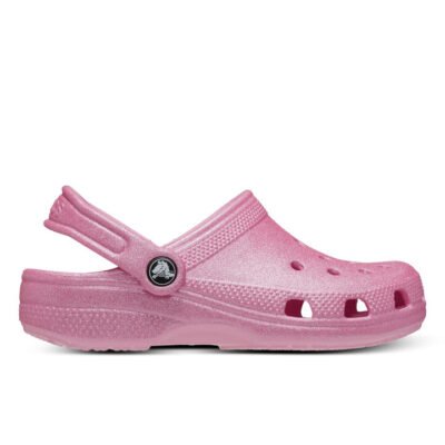 Crocs Classic Glitter Clog Kids Pink Tweed Glitter Unisex Size 7