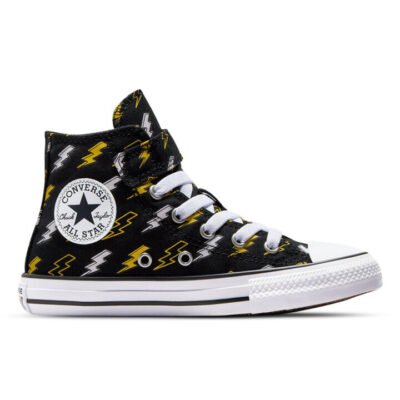 Converse Chuck Taylor All Star Electric Bolt Easy-On Hi Kids Black/Golden Wren/Ghost Town Unisex Size 1