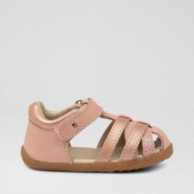 Su Cross Jump Infant Dusk Pearl Rose Gold Leather Flat Shoes