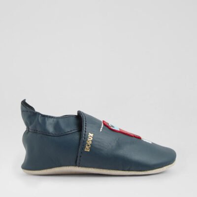 Ss Train And Carriage Infant Navy Leather Flat Shoes