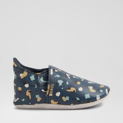 Ss Speckles Infant Navy Leather Flat Shoes