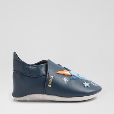 Ss Cosmic Rocket Infant Navy Leather Flat Shoes
