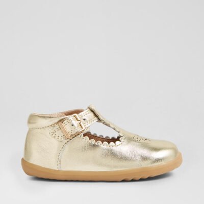 Su Poppy Gold Leather Flat Shoes TheSneakerLounge Kids Su Poppy Gold Leather Flat Shoes