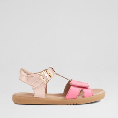 Kp Haven Junior Rose Gold Pink Lemonade Leather Sandals