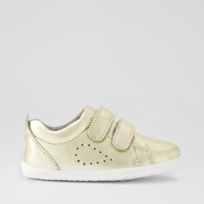 Su Grass Court Pale Gold Leather Flat Shoes