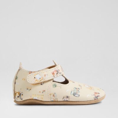 Ss Digger T Bar Infant White Swan Multi Leather Flat Shoes