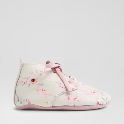 Ss Camille Lace Infant White Peachskin Leather Flat Shoes