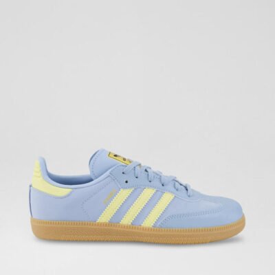 Samba Junior Blue Yellow Gum Leather Sneakers TheSneakerLounge Kids Samba Junior Blue Yellow Gum Leather Sneakers