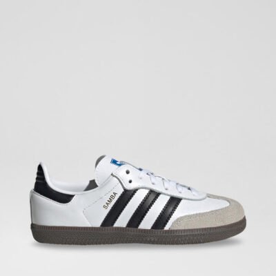 Samba Junior White Black Gum Leather Sneakers TheSneakerLounge Kids Samba Junior White Black Gum Leather Sneakers