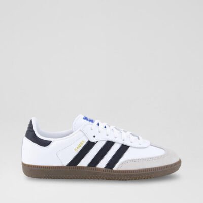 Samba Youth White Black Gum Leather Sneakers TheSneakerLounge Kids Samba Youth White Black Gum Leather Sneakers