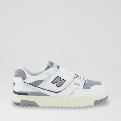 550 Junior White Grey Leather Sneakers TheSneakerLounge Kids 550 Junior White Grey Leather Sneakers