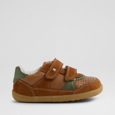 Su Hunter Toddler Caramel Bronze Green Leather Flat Shoes