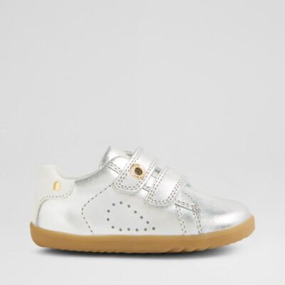 Su Maverick Toddler Silver White Leather Flat Shoes TheSneakerLounge Kids Su Maverick Toddler Silver White Leather Flat Shoes