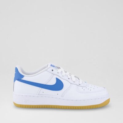 Air Force 1 Youth White Blue Light Brown Leather Sneakers