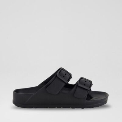 Double Buckle Junior Black Eva Sandals