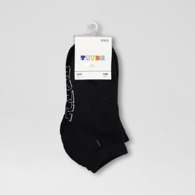 Core 3 Pack Ankle Black Cotton Socks