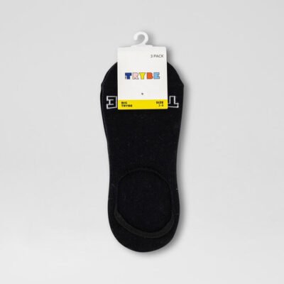 3 Pack Invisible Black Cotton Socks TheSneakerLounge Kids 3 Pack Invisible Black Cotton Socks