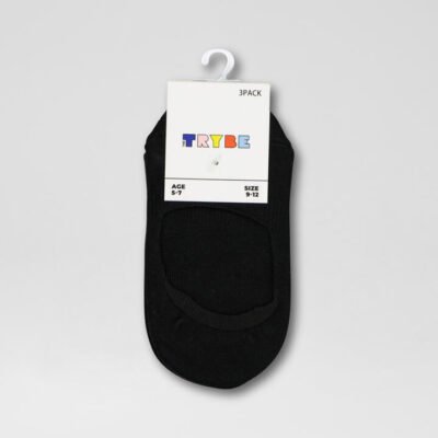 Core 3 Pack Invisible Black Cotton Socks