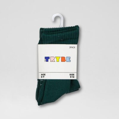 Core 3 Pack Crew Green Cotton Socks