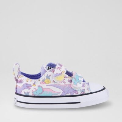 Ctas Low Toddler White Violet Canvas Sneakers