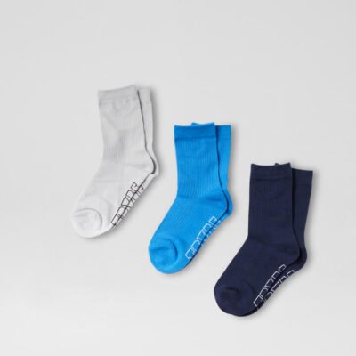 Half Crew 3 Pack Blue Grey Cotton Socks
