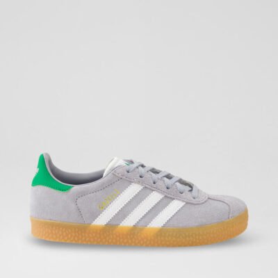 Gazelle Junior Silver Green Suede Sneakers TheSneakerLounge Kids Gazelle Junior Silver Green Suede Sneakers