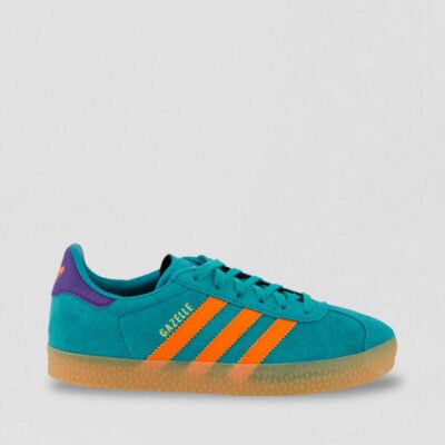 Gazelle Junior Teal Orange Suede Sneakers TheSneakerLounge Kids Gazelle Junior Teal Orange Suede Sneakers
