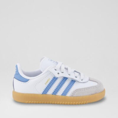 Samba Toddler White Blue Leather Sneakers TheSneakerLounge Kids Samba Toddler White Blue Leather Sneakers