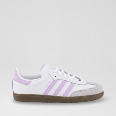 Samba Junior White Purple Leather Sneakers TheSneakerLounge Kids Samba Junior White Purple Leather Sneakers