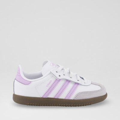 Samba Toddler White Purple Leather Sneakers TheSneakerLounge Kids Samba Toddler White Purple Leather Sneakers