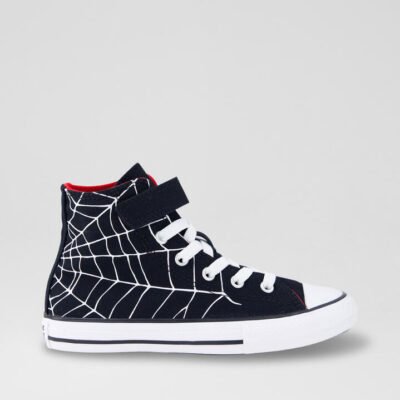 Ctas Hi Junior Black White Red Fabric Sneakers
