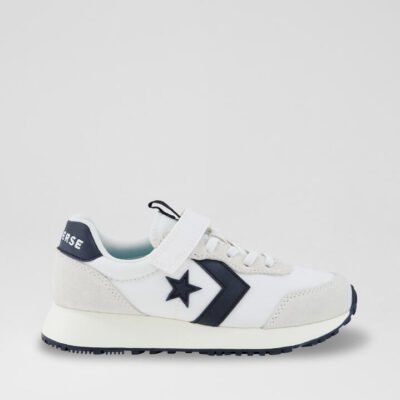 Omega Trainer Easy On Junior White Black Fabric Sneakers