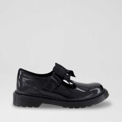 Polley Ii T Bar Junior Black Leather Shoes TheSneakerLounge Kids Polley Ii T Bar Junior Black Leather Shoes