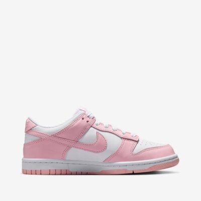 Dunk Low Youth White Pink Leather Sneakers TheSneakerLounge Kids Dunk Low Youth White Pink Leather Sneakers