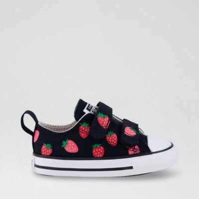Ctas Low Toddler Black Pink Red Strawberry Canvas Sneakers
