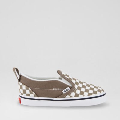 Slip On Checker Toddler Walnut Fabric Sneakers