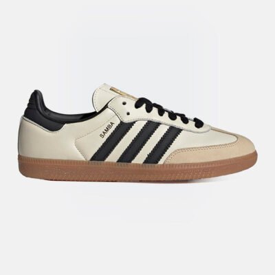 Womens Adidas Samba OG Cream White/Core Black/Sand Strata TheSneakerLounge Adidas Womens Adidas Samba OG Cream White/Core Black/Sand Strata
