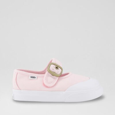 Mary Jane Toddler Pink White Fabric Flat Shoes