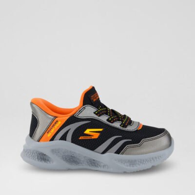 Meteor Lights Toddler Black Silver Fabric Sneakers TheSneakerLounge Kids Meteor Lights Toddler Black Silver Fabric Sneakers