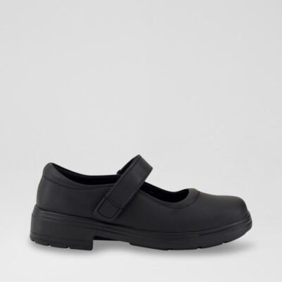 Mayella Junior Black Leather Flat Shoes