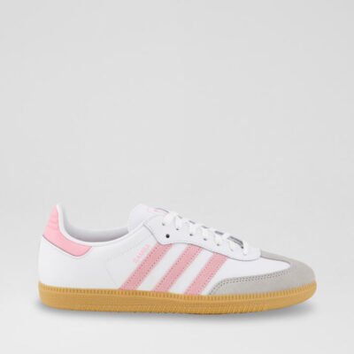 Samba Youth White Light Pink Leather Sneakers TheSneakerLounge Kids Samba Youth White Light Pink Leather Sneakers