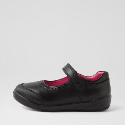 Hello Kitty Junior E Black Leather Flat Shoes