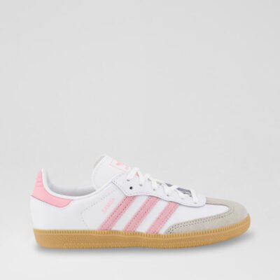 Samba Junior White Light Pink Leather Sneakers TheSneakerLounge Kids Samba Junior White Light Pink Leather Sneakers