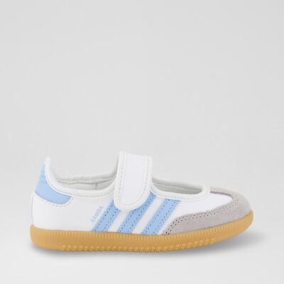 Samba Jane Toddler White Clear Sky Leather Sneakers TheSneakerLounge Kids Samba Jane Toddler White Clear Sky Leather Sneakers
